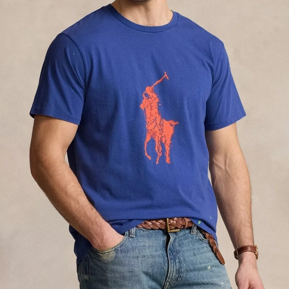 MENS POLO RALPH LAUREN S/S T-SHIRT~SZ 2XL TALL~BLUE PAINT SPLATTER~NWT